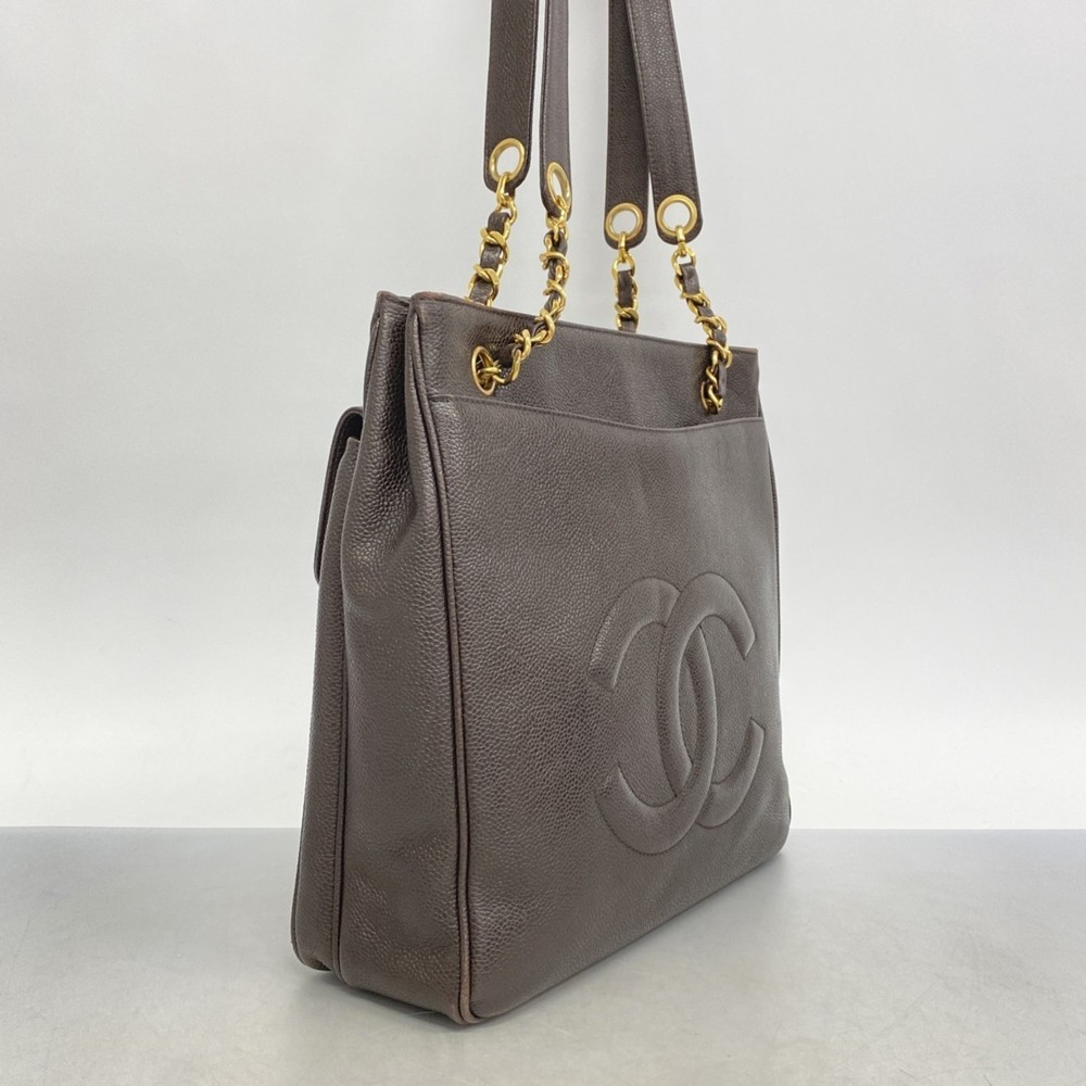 CHANEL Shoulder Bag Chain Caviar Skin Brown - Picture 2 of 16